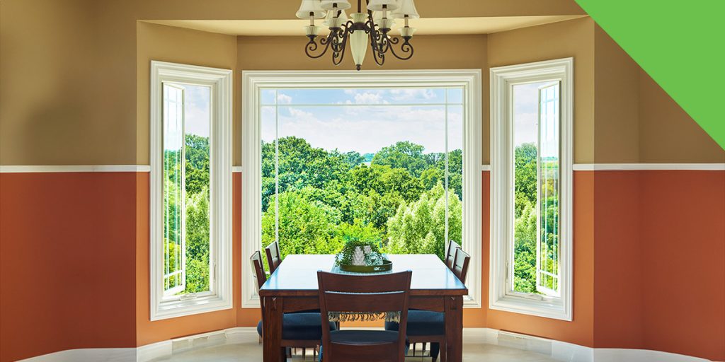 table in front of casement window