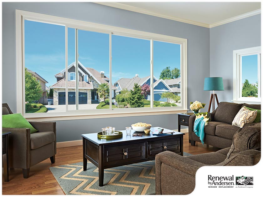 large sliding windows living room residential