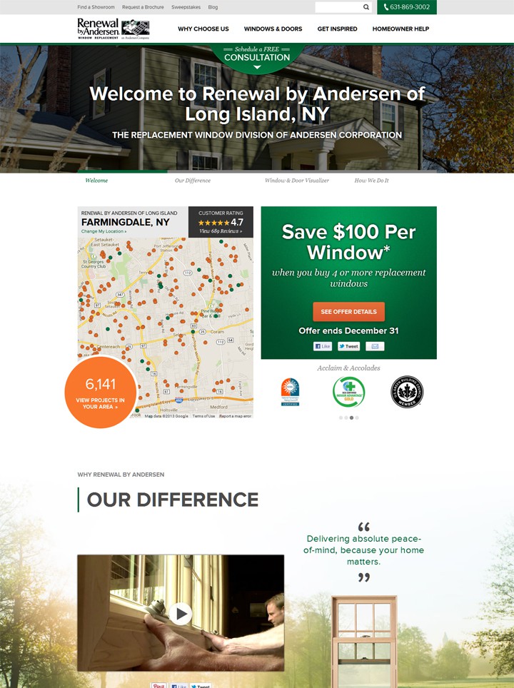 Renewal by Andersen replacement windows website Long Island