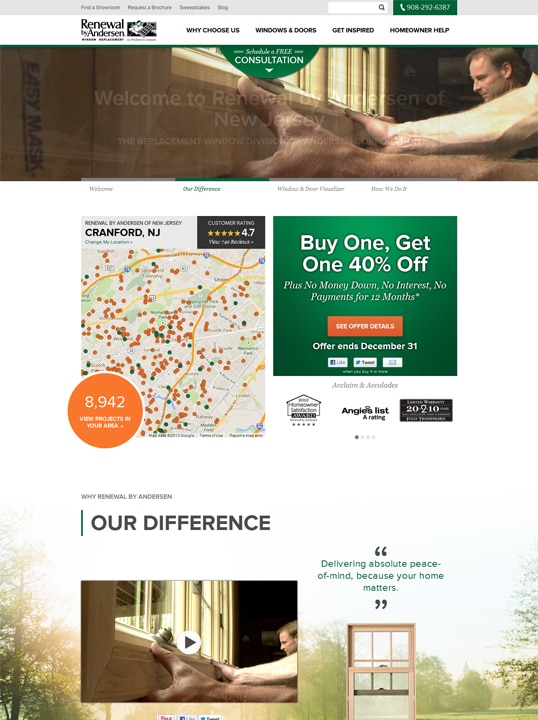 Renewal by Andersen replacement windows website New Jersey
