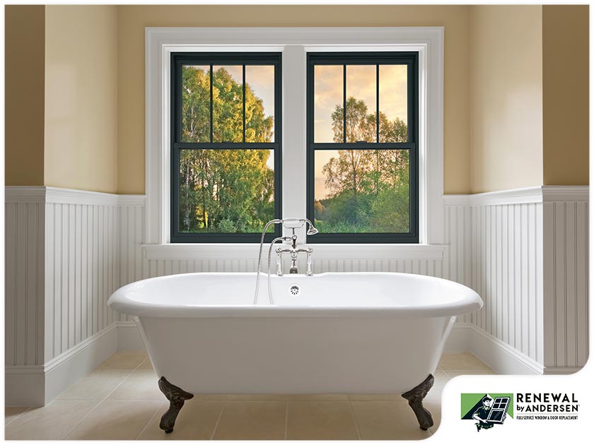 Two double-hung windows inside the bathroom