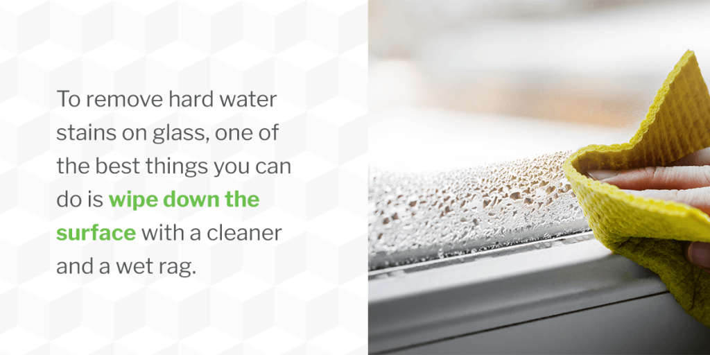 remove hard water stains on glass