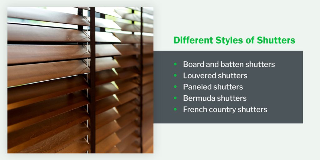 different styles of shutters